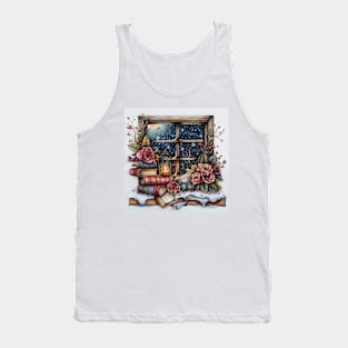 Fantasy winter starry night window Tank Top